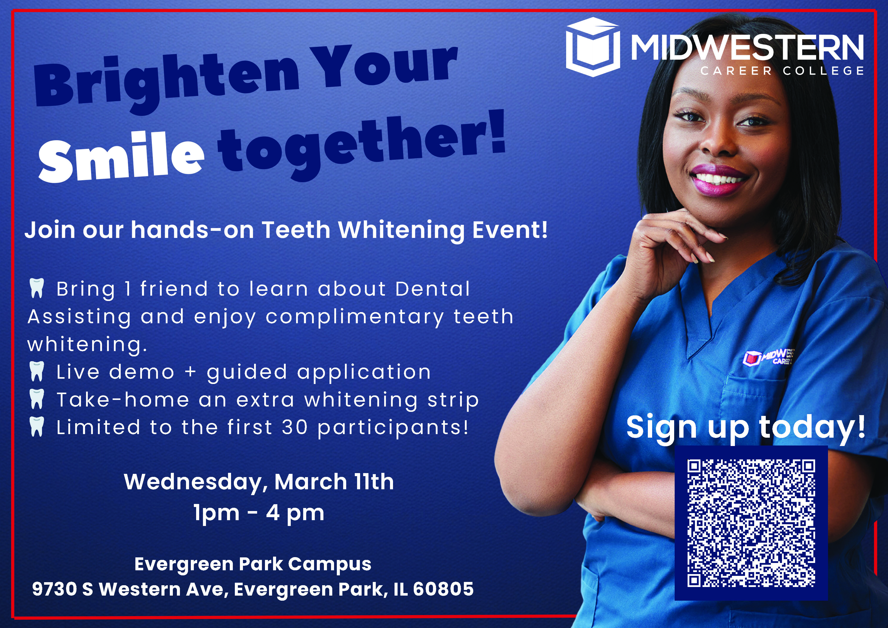 Dental Assisting teeth whitening event at Midwestern Career College Evergreen Park Campus