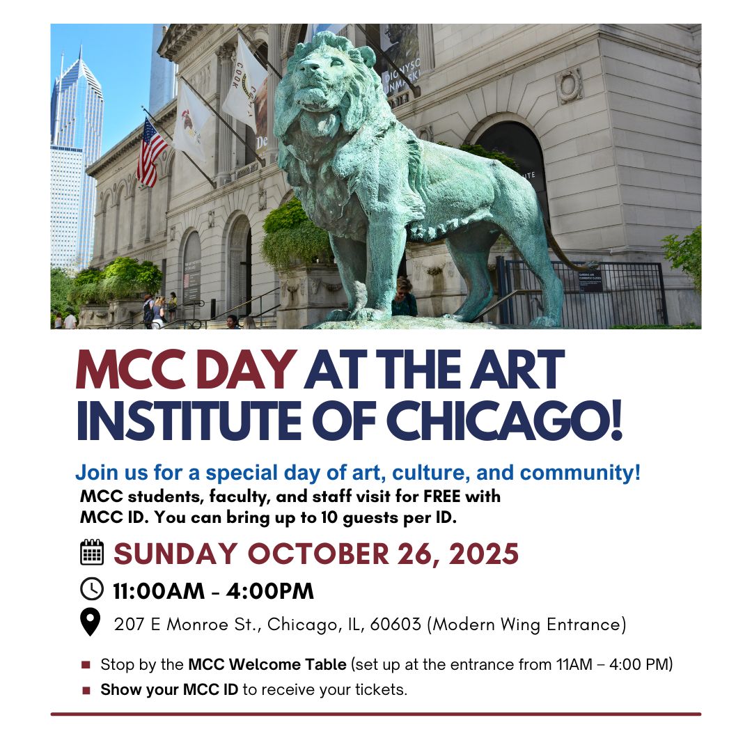 MCC students, faculty, and staff enjoying MCC Day at the Art Institute of Chicago